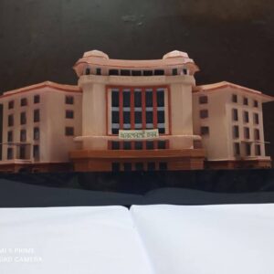 Exquisite 3D-printed replica of Kolkata's iconic Akashvani Bhavan radio station. Miniature masterpiece capturing the architectural essence of Akashvani Bhavan. Handcrafted heritage charm: Srijan Creation's Akashvani Bhavan miniature model. Kolkata's radio legacy preserved in a captivating 3D-printed miniature.